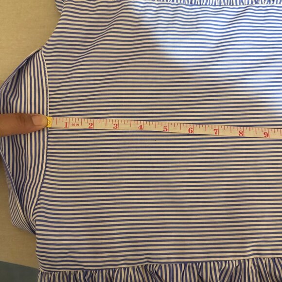 New With Tags Zara Ruffle button down long sleeve in blue with white stripes - Picture 12 of 16
